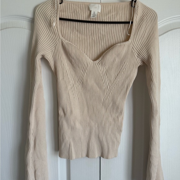 H&M Cream Ribbed Knit Top - Picture 2 of 4
